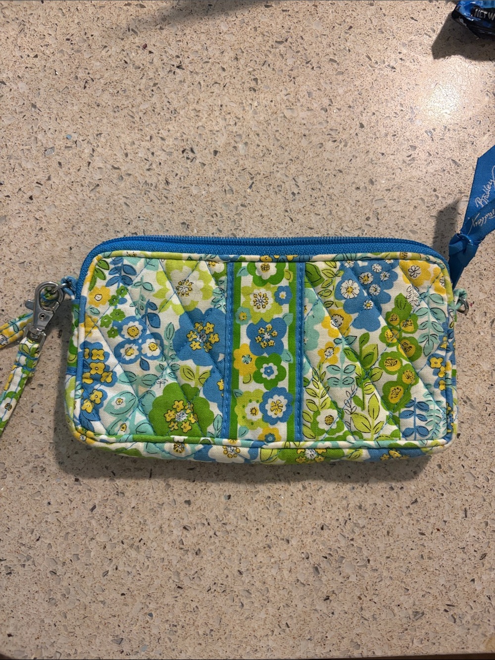 Vera Bradley Floral Wristlet Wallet in Blue & Green